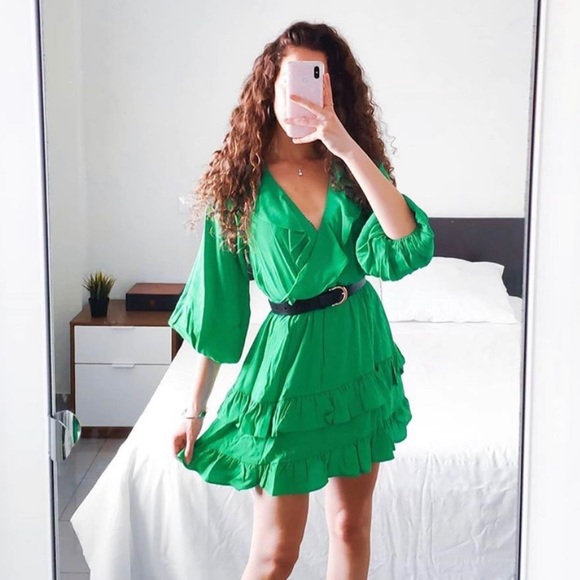 zara green dress 2020 Green Floral Print Viscose Maxi Dress main image 0